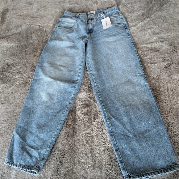 FRAME 90's Utility Loose Jeans Size 28 High Rise Roll Hems Or Straight Leg - Picture 9 of 15